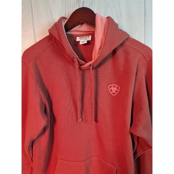Ariat REAL Hoodie Pullover Sweatshirt Womens Large Orange Sleeve Logo Western - Picture 2 of 7